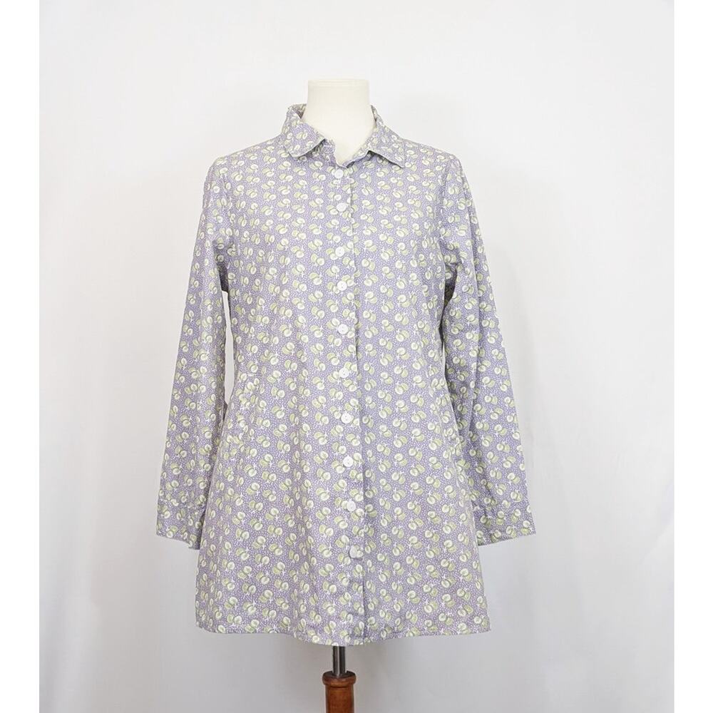 Tulip Tunic Top Lavender Purple Green Print Women's Size S